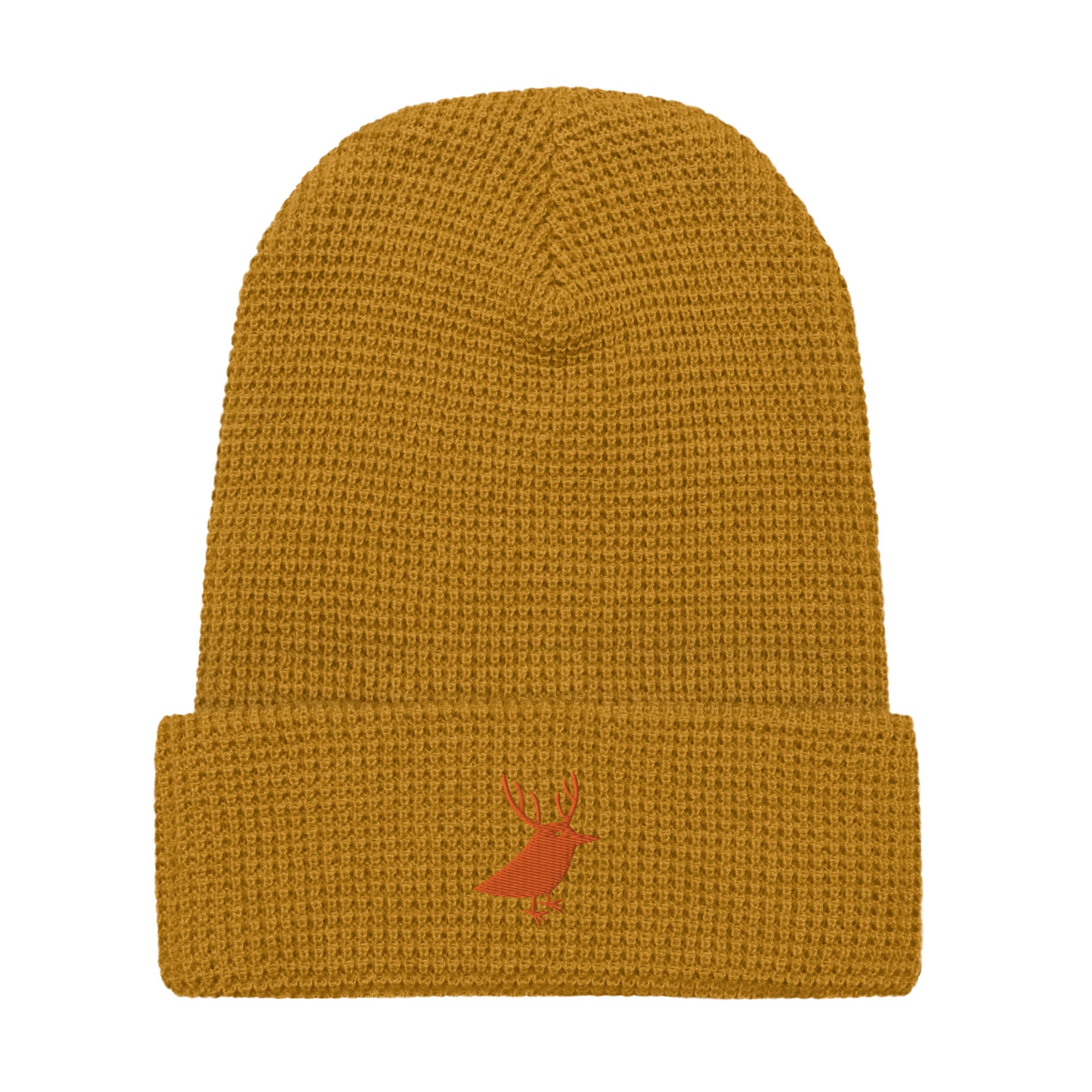 Men's waffle beanie for snowboarding and outdoor  mustard